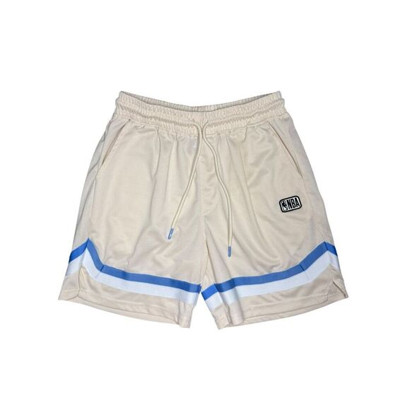 NBA Boys Large Basketball Shorts Beige Blue Drawstring Pockets - Picture 1 of 6